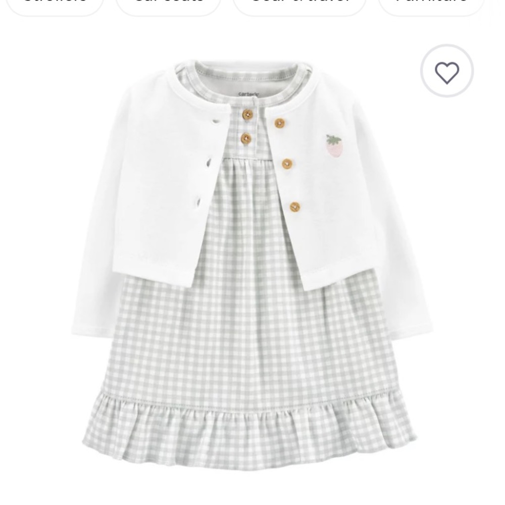 NEW carters dress 6m with cotton cardigan and bloomers